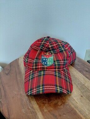 Plaid World Golf Hall Of Fame Red Golfing Sports Hat OS